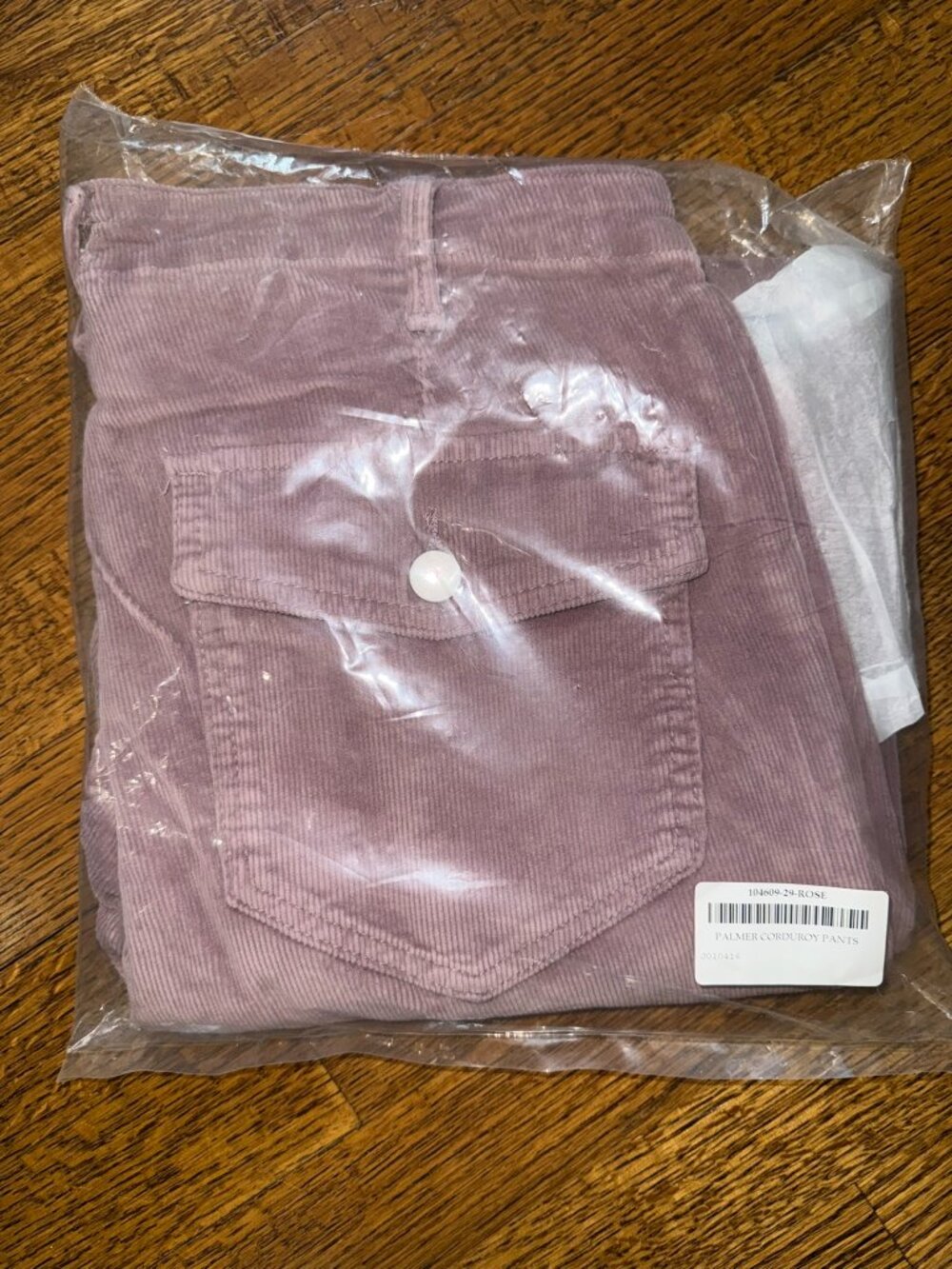 NWT Driftwood Palmer Corduroy Straight-Leg Pants - ROSE